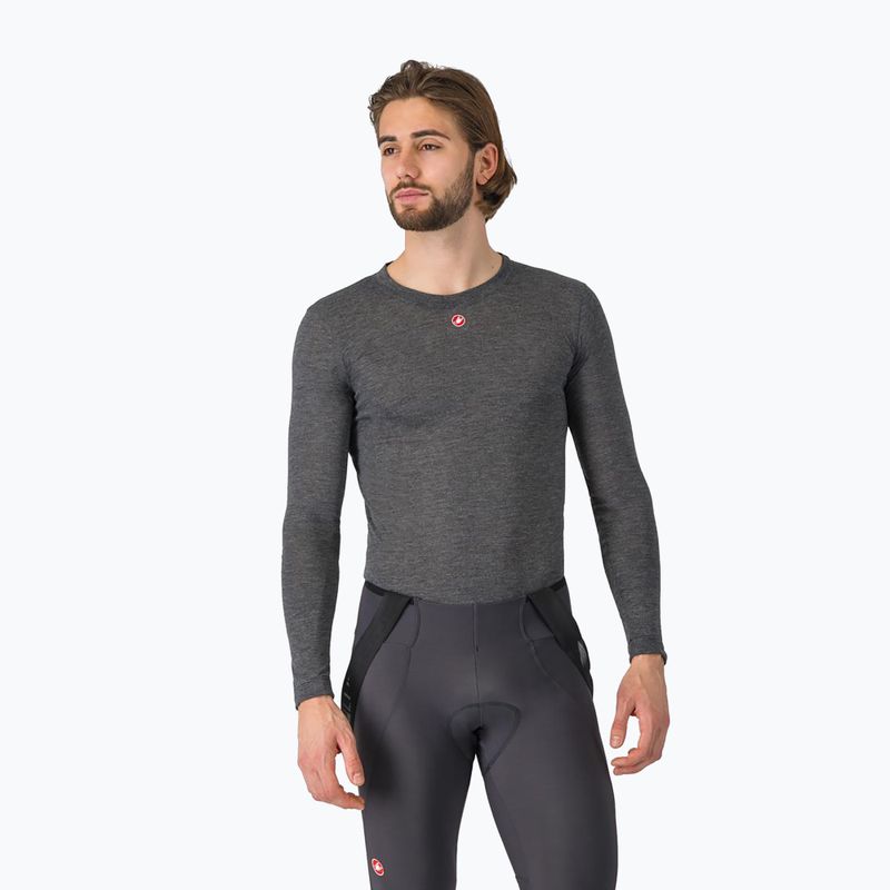 Férfi kerékpáros hosszú ujjú póló Castelli Medio Base Layer melange gray