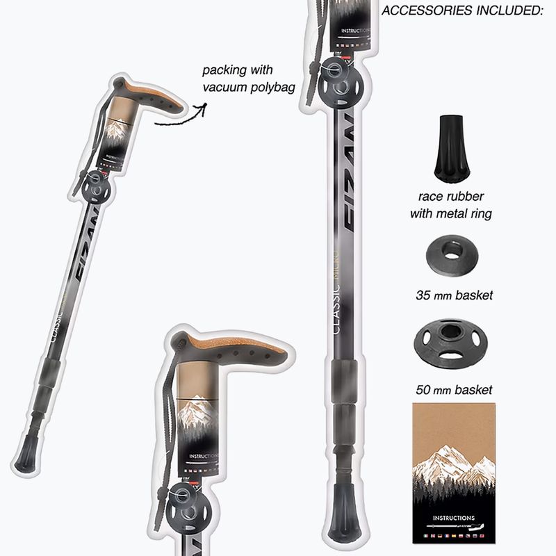 Nordic walking bot Fizan Classic Micro szürke 3