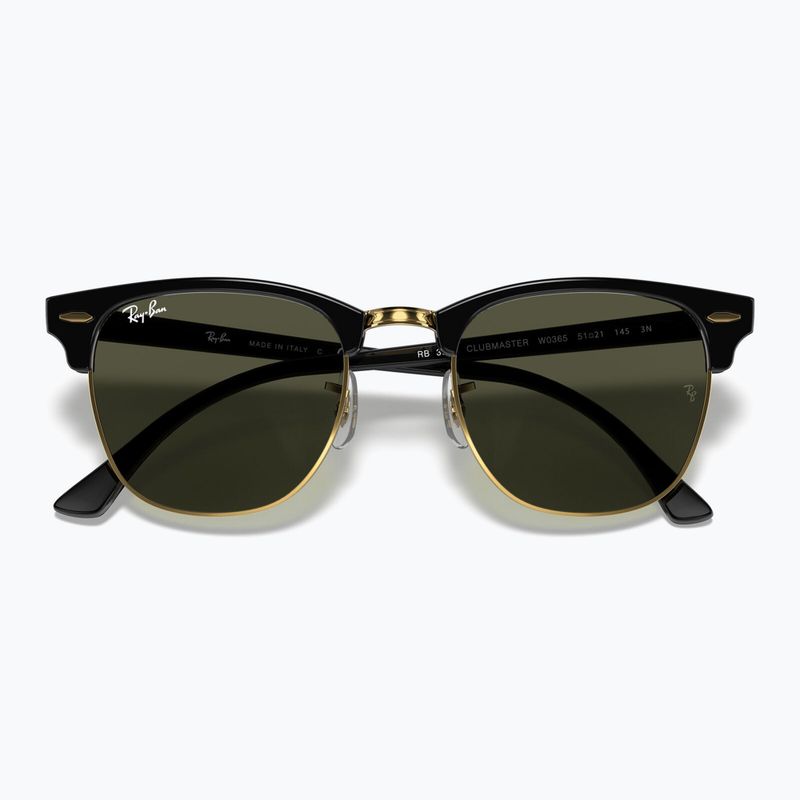 Napszemüveg Ray-Ban Clubmaster Classic black/gold/green g-15 3