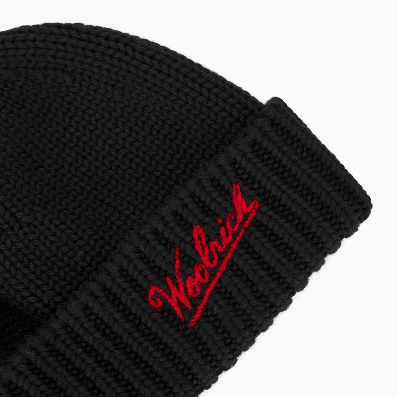 Férfi téli sapka Woolrich Merino Wool Logo Beanie black 3