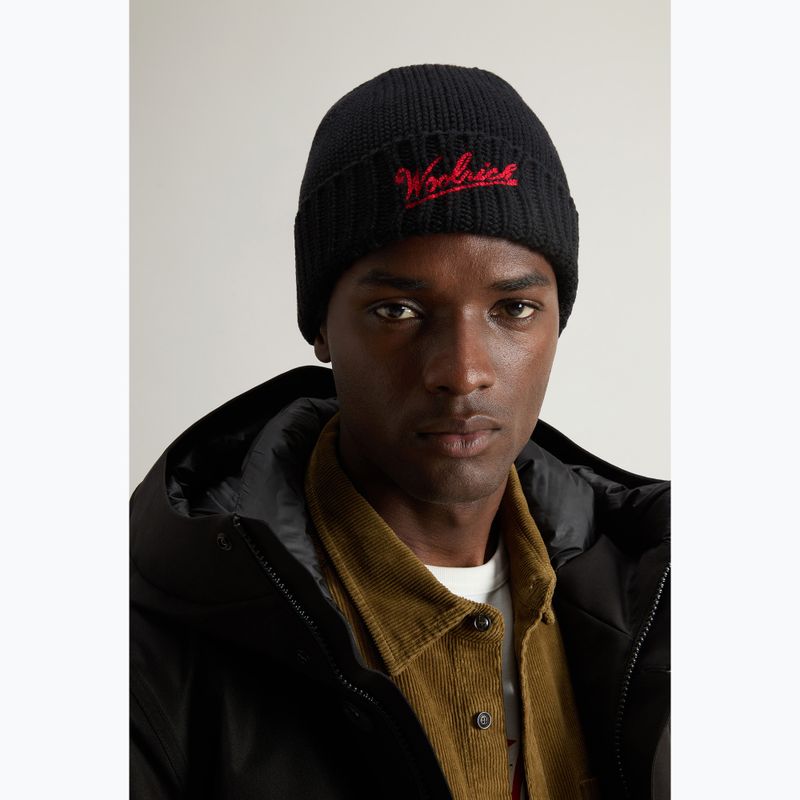 Férfi téli sapka Woolrich Merino Wool Logo Beanie black 6