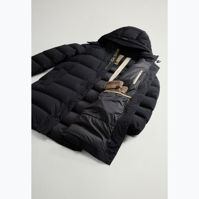 Férfi Woolrich Matt Stretch Hosszú Puffer dzseki fekete 16