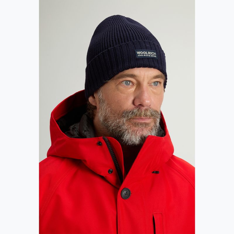 Férfi téli sapka Woolrich Legacy Patch Beanie melton blue 4