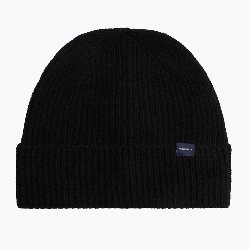 Férfi téli sapka Woolrich Knitted Ribbed Beanie black
