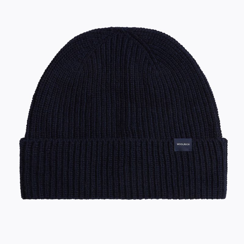 Férfi téli sapka Woolrich Knitted Ribbed Beanie melton blue