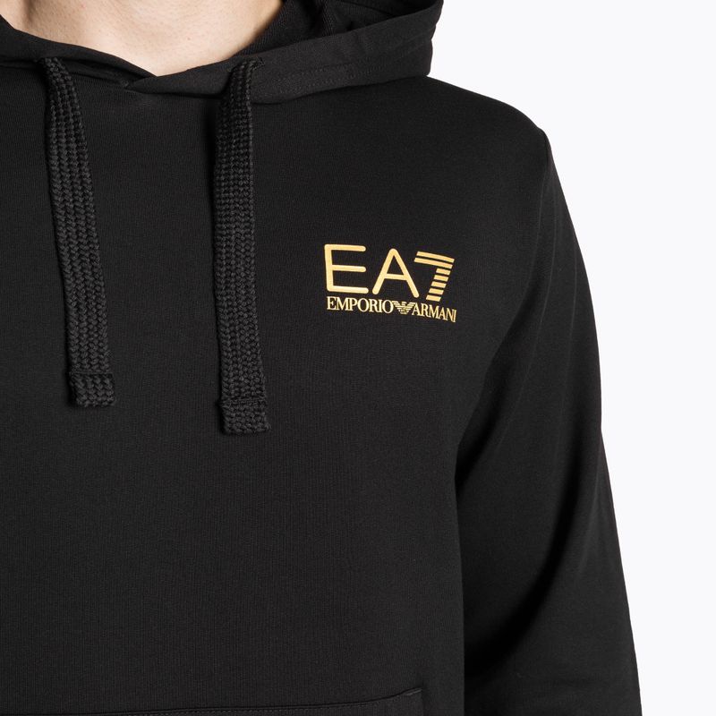 Férfi pulóver EA7 Emporio Armani Train Logo Series Hoodie Extended Logo Coft black/gold logo 3