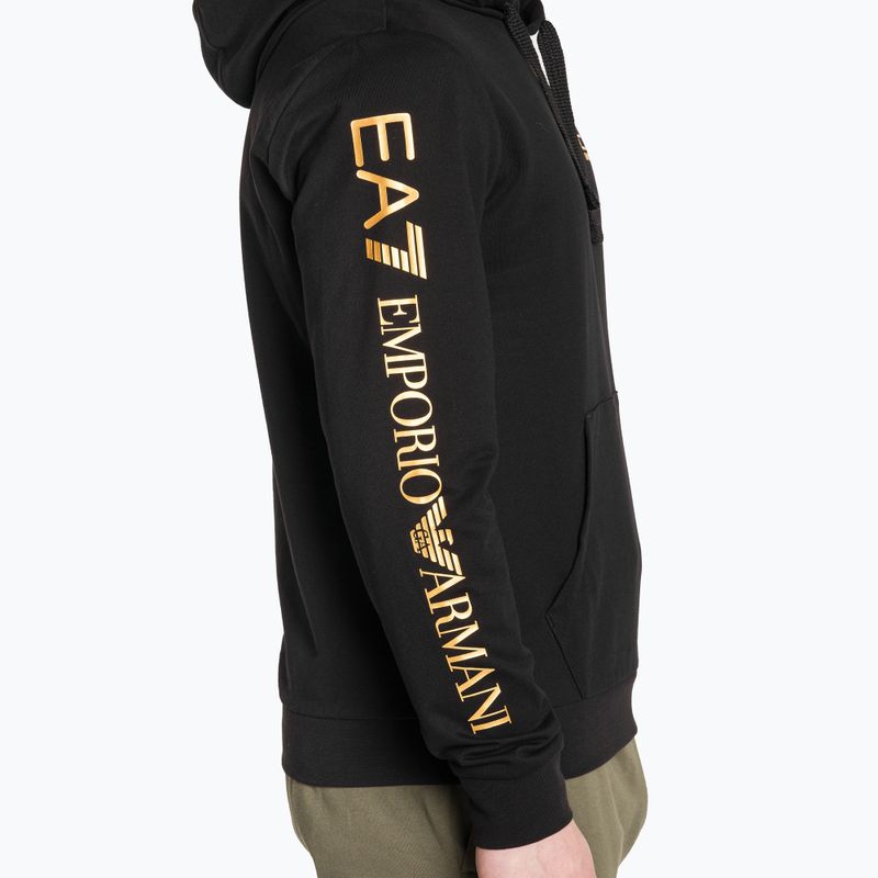 Férfi pulóver EA7 Emporio Armani Train Logo Series Hoodie Extended Logo Coft black/gold logo 4