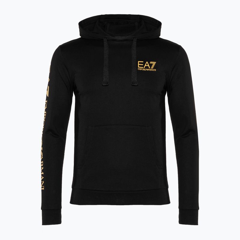 Férfi pulóver EA7 Emporio Armani Train Logo Series Hoodie Extended Logo Coft black/gold logo 5