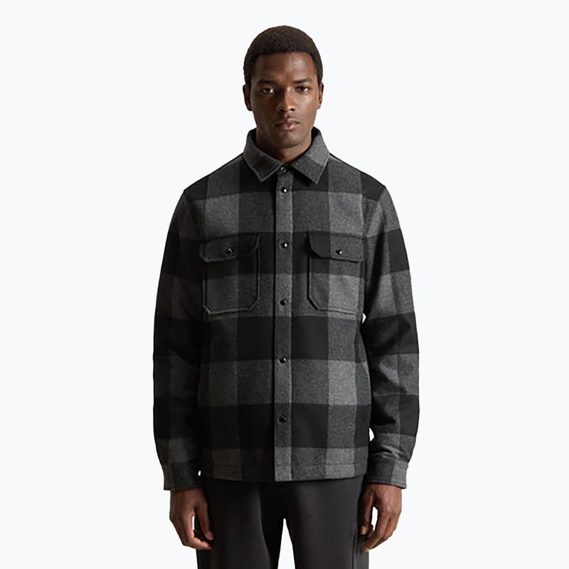 Férfi Woolrich Alaskan Wool Check Overshirt charcoal buffalo kabát
