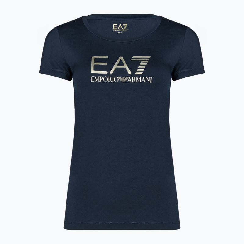 Női póló EA7 Emporio Armani Train Shiny navy blue/logo light gold
