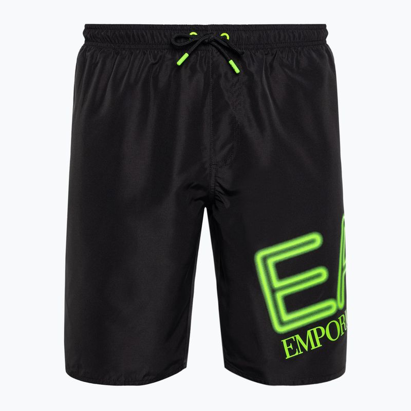 Férfi fürdősort EA7 Emporio Armani Water Sport Logo Bermuda nero/fluo lime