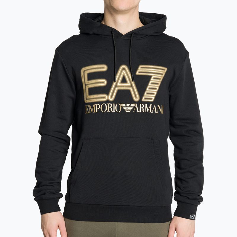 Férfi pulóver EA7 Emporio Armani Train Logo Series Oversize Logo Hoodie Coft black