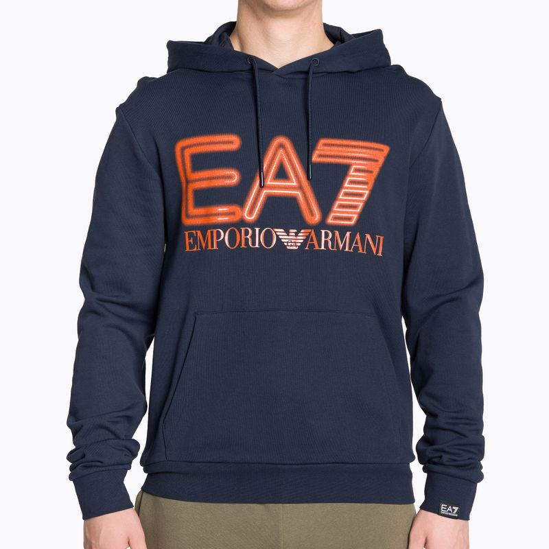 Férfi pulóver EA7 Emporio Armani Train Logo Series Oversize Logo Hoodie Coft navy blue