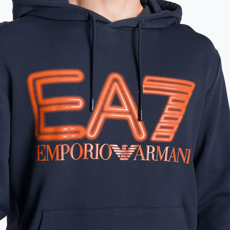 Férfi pulóver EA7 Emporio Armani Train Logo Series Oversize Logo Hoodie Coft navy blue 3