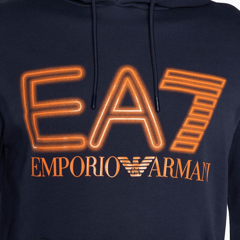 Férfi pulóver EA7 Emporio Armani Train Logo Series Oversize Logo Hoodie Coft navy blue 7