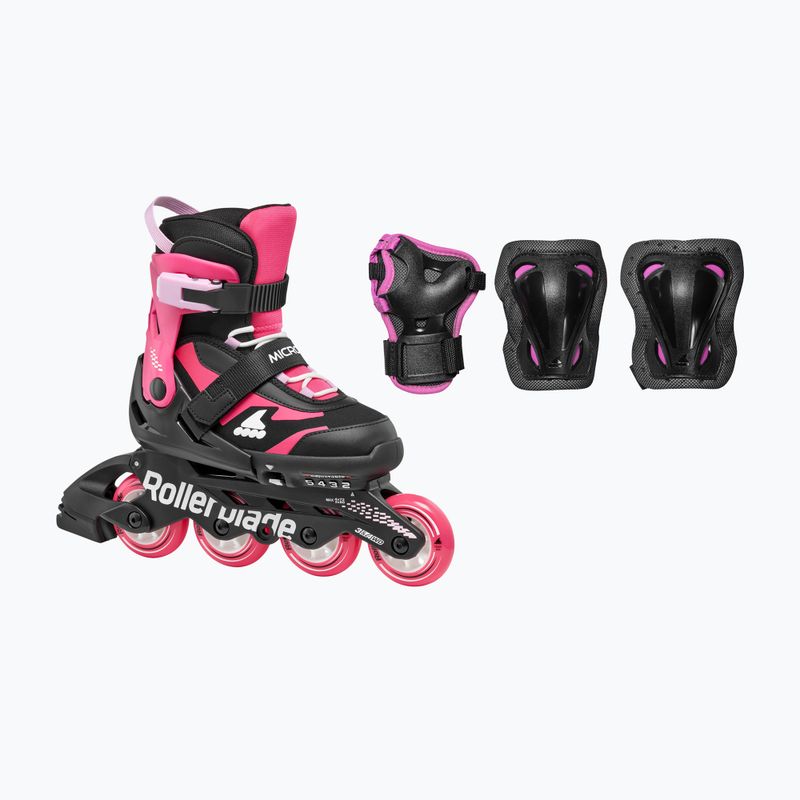 Gyerek görkorcsolya védőfelszereléssel Rollerblade Microblade Combo Jr black/pink 15