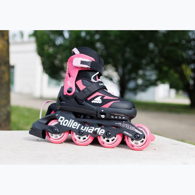 Gyerek görkorcsolya védőfelszereléssel Rollerblade Microblade Combo Jr black/pink 8