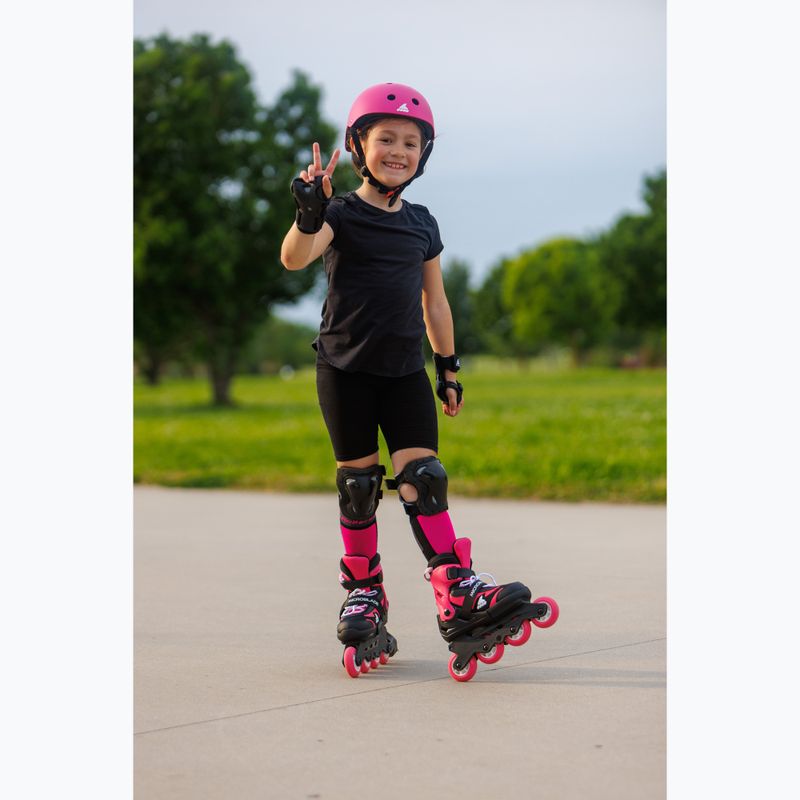 Gyerek görkorcsolya védőfelszereléssel Rollerblade Microblade Combo Jr black/pink 12
