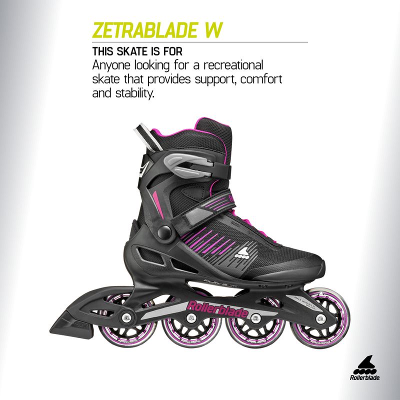 Rollerblade Zetrablade W női görkorcsolya fekete/kerékpáros rózsaszín 8