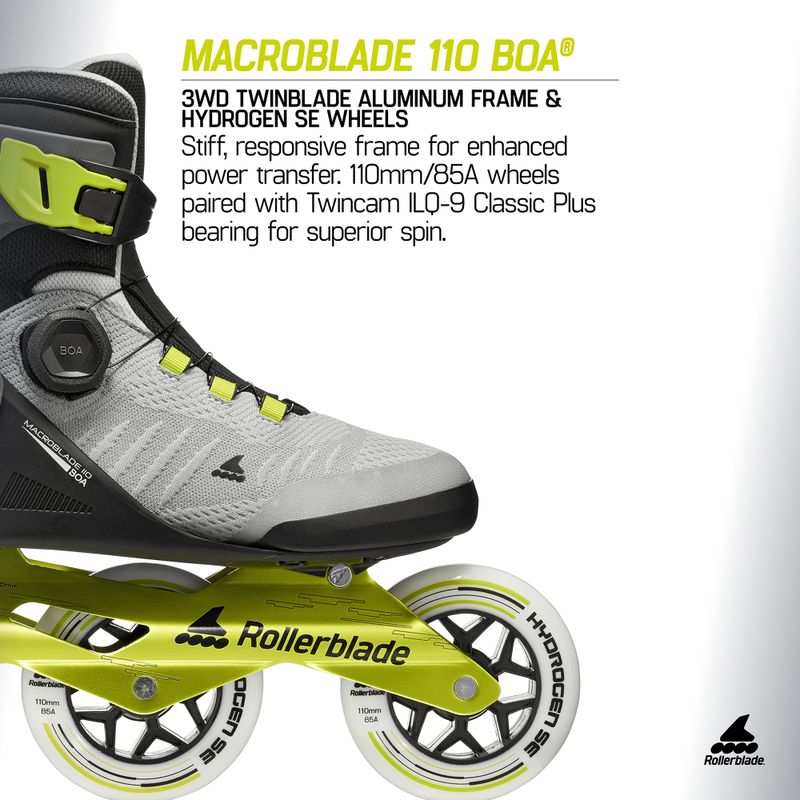 Férfi görkorcsolya Rollerblade Macroblade 110 Boa black/grey/lime 9
