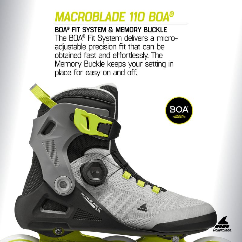 Férfi görkorcsolya Rollerblade Macroblade 110 Boa black/grey/lime 10