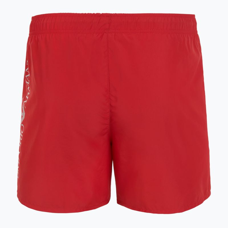 Férfi EA7 Emporio Armani úszónadrág túlméretezett logóval lovas piros / ezüst 2