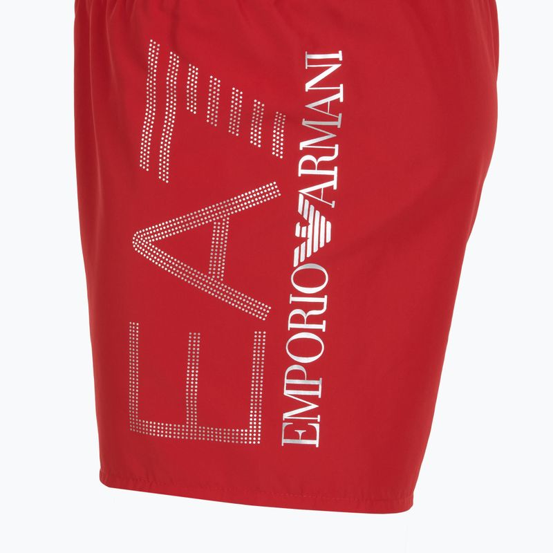 Férfi EA7 Emporio Armani úszónadrág túlméretezett logóval lovas piros / ezüst 3