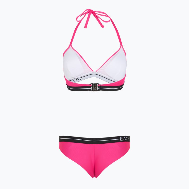 Női kétrészes fürdőruha EA7 Emporio Armani Logo Tape Bikini Triangle neon rózsaszín 2