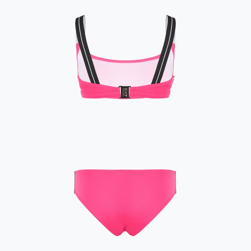 Női kétrészes fürdőruha EA7 Emporio Armani Logo Tape Bikini Top neon rózsaszínű 2