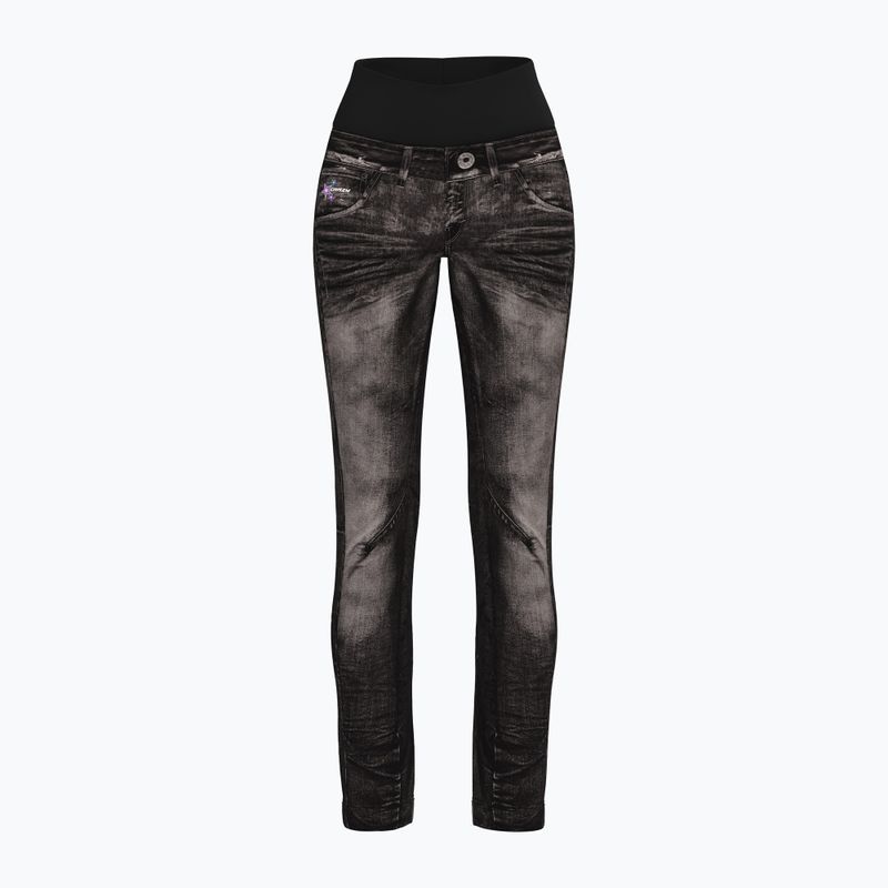 Női trekking nadrág Crazy Wonder Magic print farmer fekete