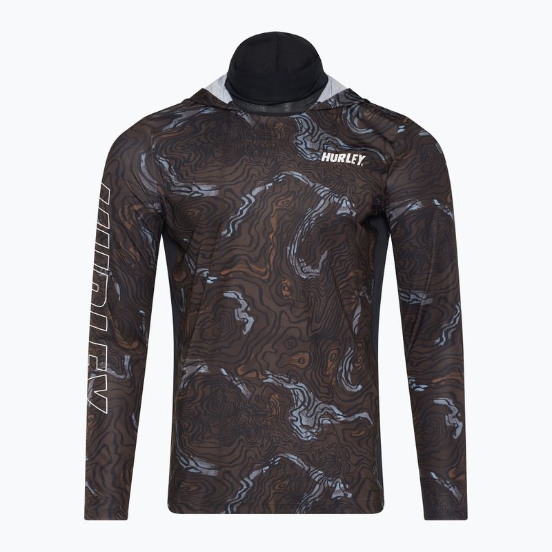 Férfi Hurley H2O-Dri Atticus Moab UPF Hood Hood hosszú ujjú fekete