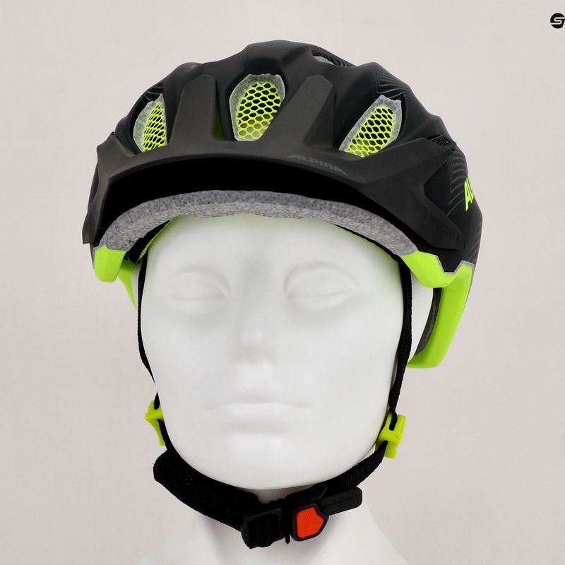 Gyermek kerékpáros sisak Alpina Carapax black neon/yellow 9