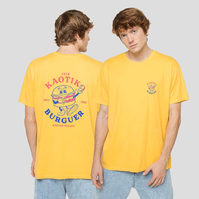 Férfi Kaotiko Washed Burguer sárga póló 3