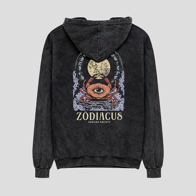 Férfi Kaotiko Washed Zodiacus melegítőfelső fekete 4
