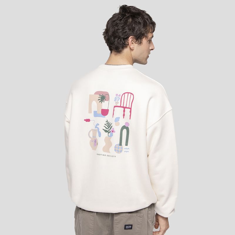 Női Kaotiko Marrakech organikus pamut elefántcsont színű pulóver 2