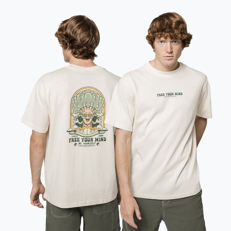 Férfi Kaotiko M / C Free Your Mind Organic Cotton Organic Cotton elefántcsont póló 3