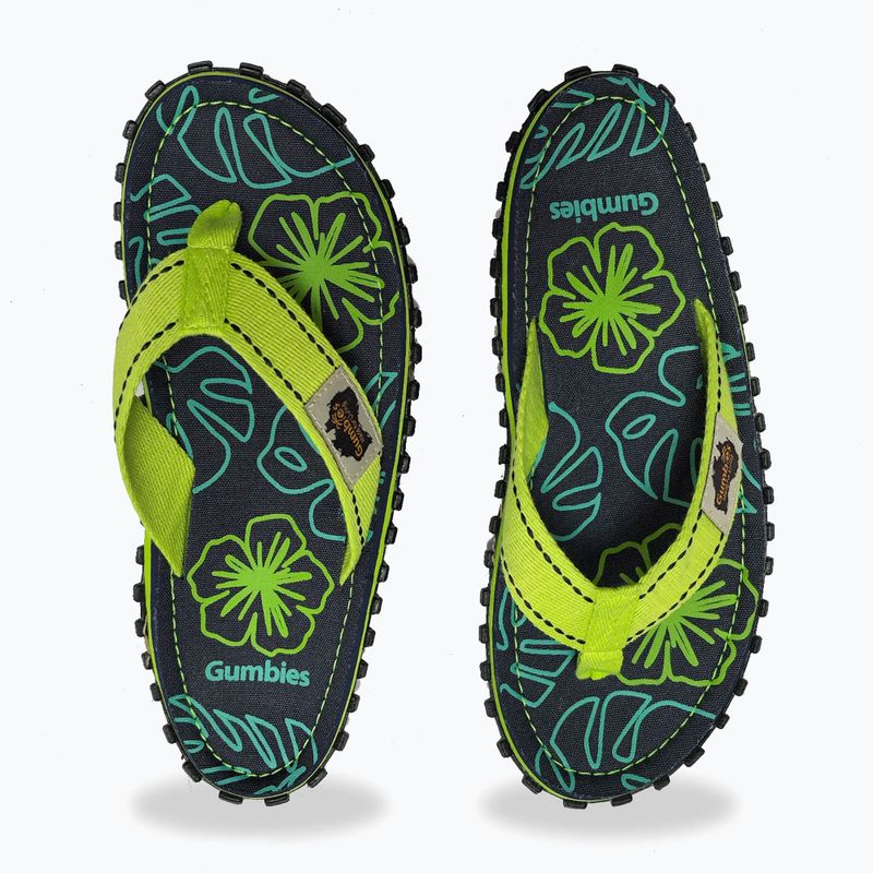 Gumbies Islander lime hibiszkuszos flip flopok 4
