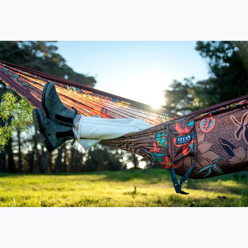 ENO DoubleNest Print tropic/merlot túrázó függőágy 7