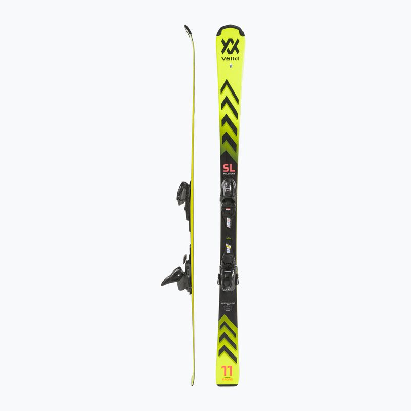 Gyermek lesiklás síléc Völkl Racetiger Junior Pro + 7.0 VMotion Jr flo sárga/fekete 2