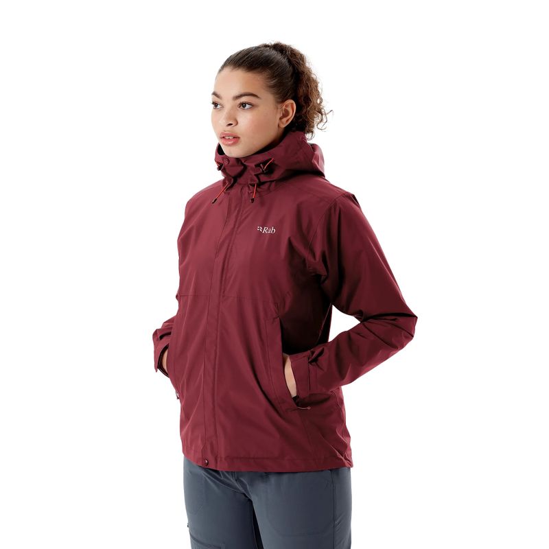 Női Rab Downpour Eco membrános kabát burgundi QWG-83-HD-08