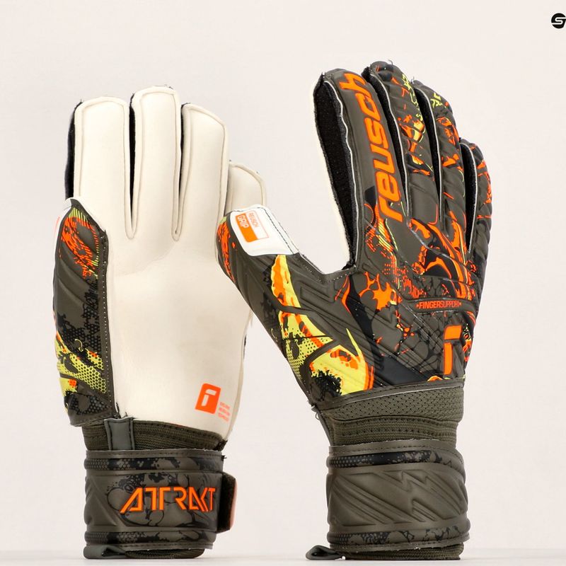 Reusch Attrakt Grip Finger Support kapuskesztyű zöld-narancs 5370010-5556 10