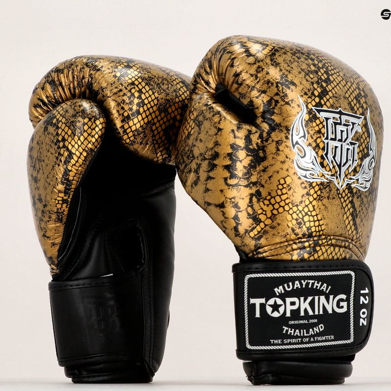 Top King Muay Thai Super Star Air Snake fekete/arany bokszkesztyűk 6