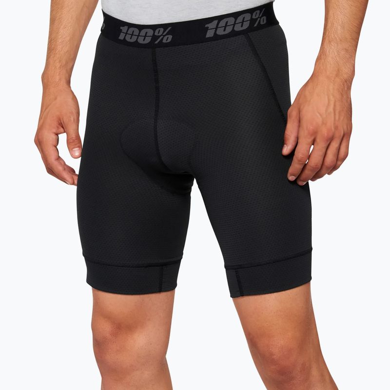 Férfi kerékpáros rövidnadrág 100% Ridecamp rövidnadrág W/ bélés fekete 40030-00002 2