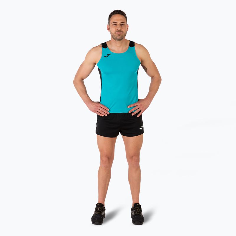 Férfi Joma Record II Tank Top türkiz/fekete futópóló 2