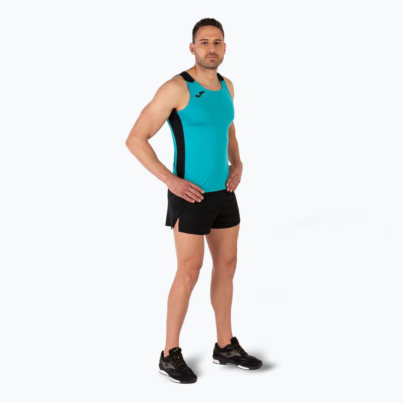 Férfi Joma Record II Tank Top türkiz/fekete futópóló 4