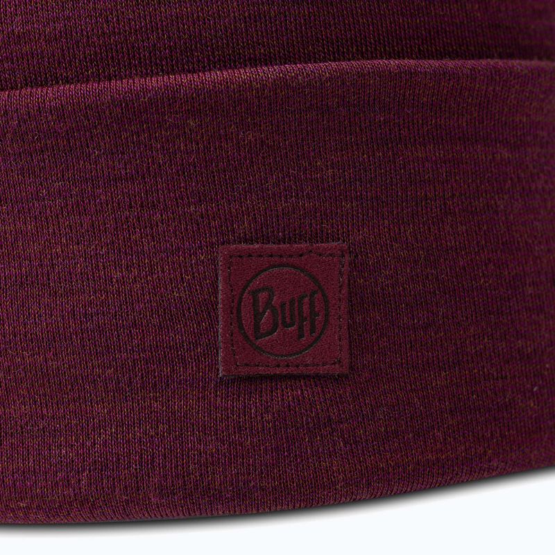 Téli sapka BUFF Heavyweight Merino Wool egyszínű tibeti vörös 2