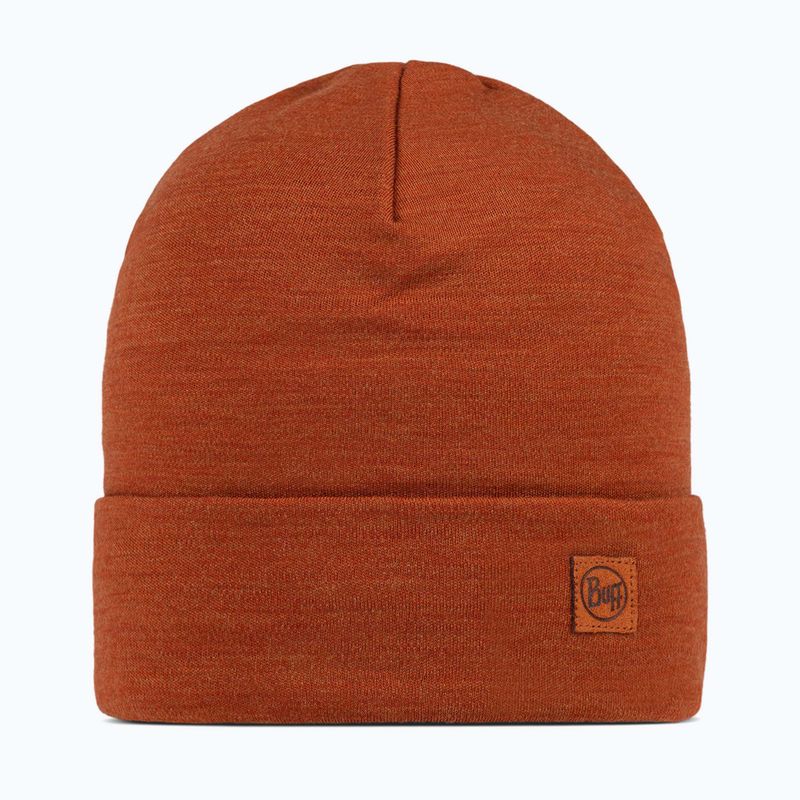Téli sapka BUFF Heavyweight Merino Wool egyszínű fahéj