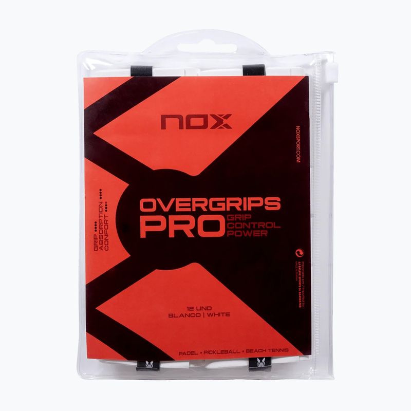 Teniszütő markolatszalagok NOX Pro Overgrip 12 pack white 2
