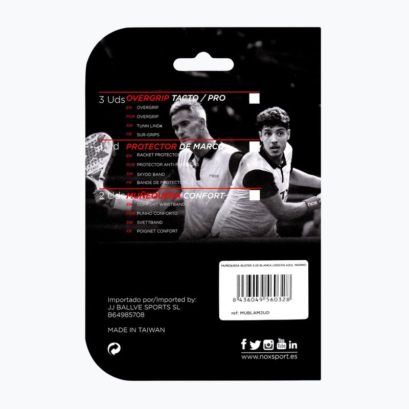 Csuklópántok NOX Wristband with Logo 2 szt. white/blue 2