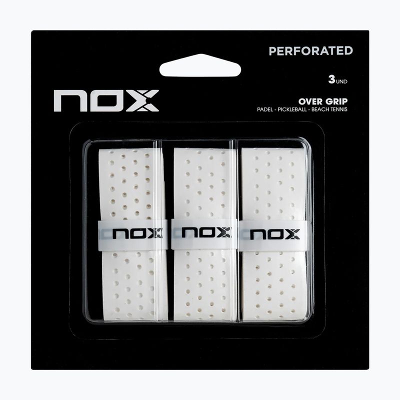 Padelütő markolatszalag NOX Pro Perforated Overgrip 3 pcs. white